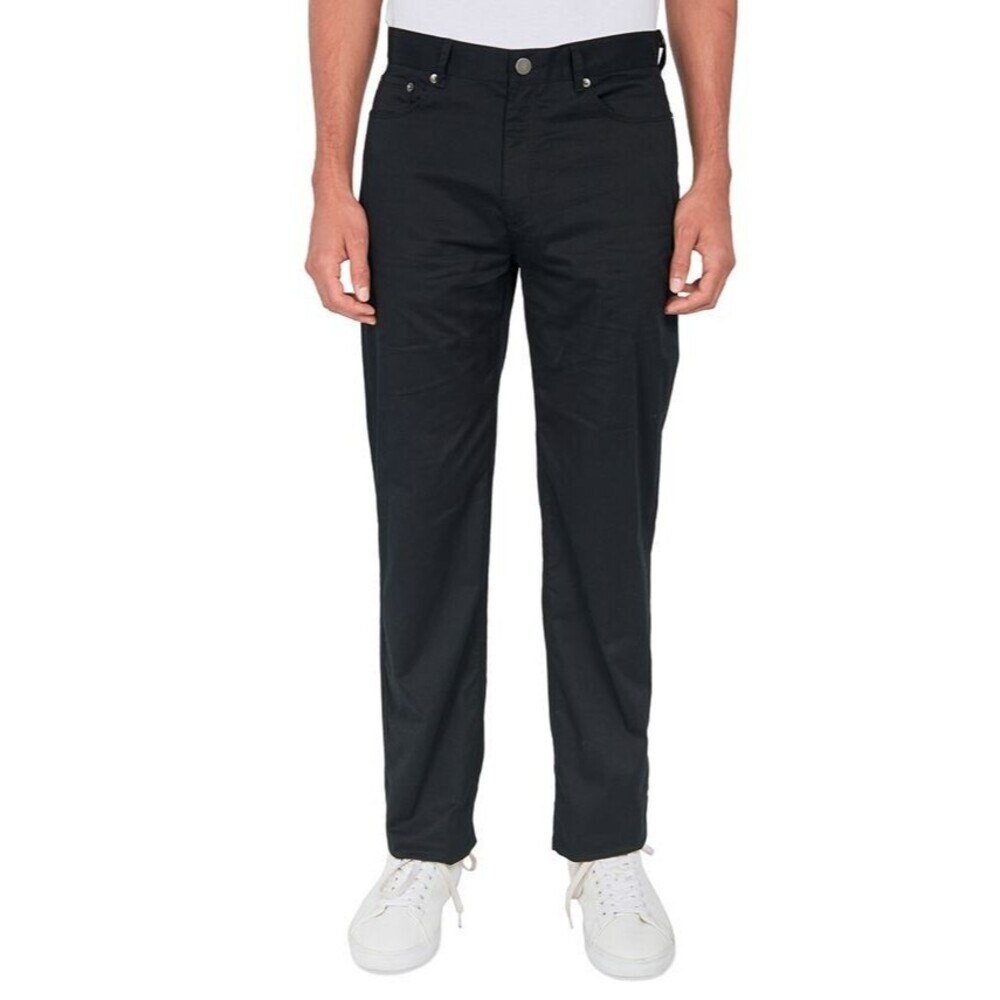 Society of Threads Men's Flat Front Regular Fit Solid 5 Pocket Pants Black38/32L